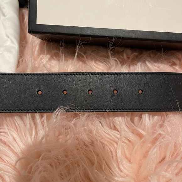 LARGE GUCCI PEARL BLACK LEATHER BELT (SIZE 85-34) - Picture 4 of 5